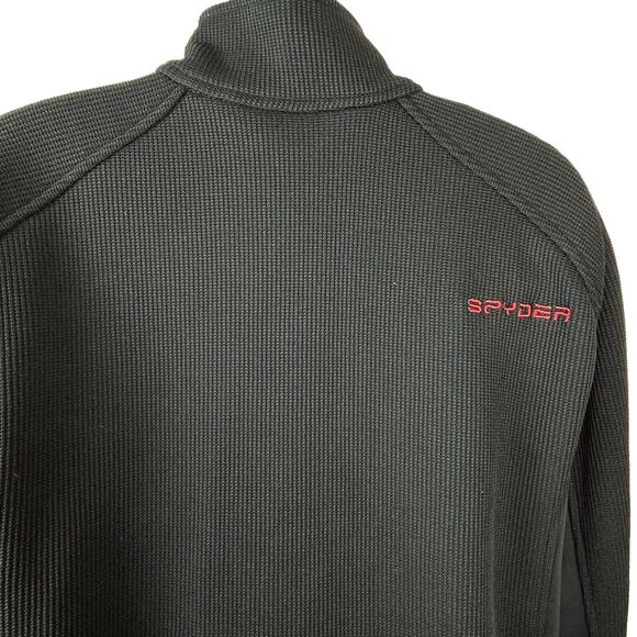 Spyder Black + Red Half Zip Waffle Weave Jacket Size XL - Picture 15 of 15